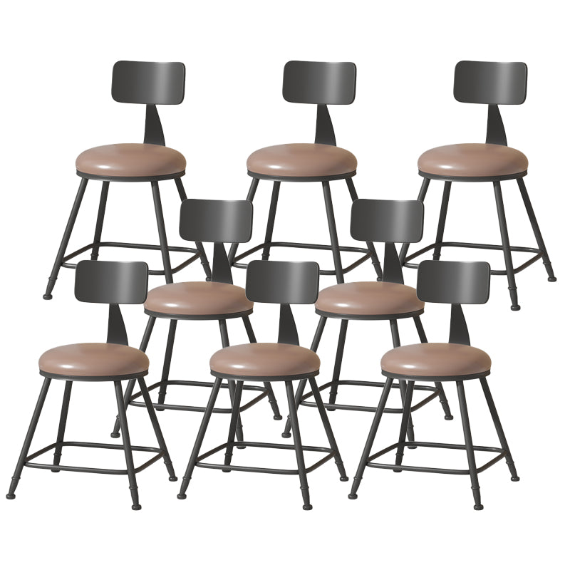 Modern Armless Backrest Counter Stool Iron Cafe Bar Stool with Leather Cushion Coffee 8 Piece Set Short Stool(18"H) Clearhalo 'Bar Furniture' 'Bar Stools' 'bar_stools' 'furn' 'furn_bar_stools' 'Furniture' 'furniture_bar_stools' 'Kitchen & Dining Furniture' 5042706
