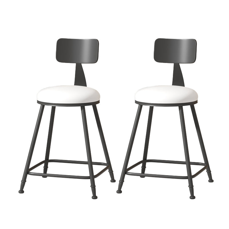 Modern Armless Backrest Counter Stool Iron Cafe Bar Stool with Leather Cushion White 2 Piece Set Short Stool(22"H) Clearhalo 'Bar Furniture' 'Bar Stools' 'bar_stools' 'furn' 'furn_bar_stools' 'Furniture' 'furniture_bar_stools' 'Kitchen & Dining Furniture' 5042707