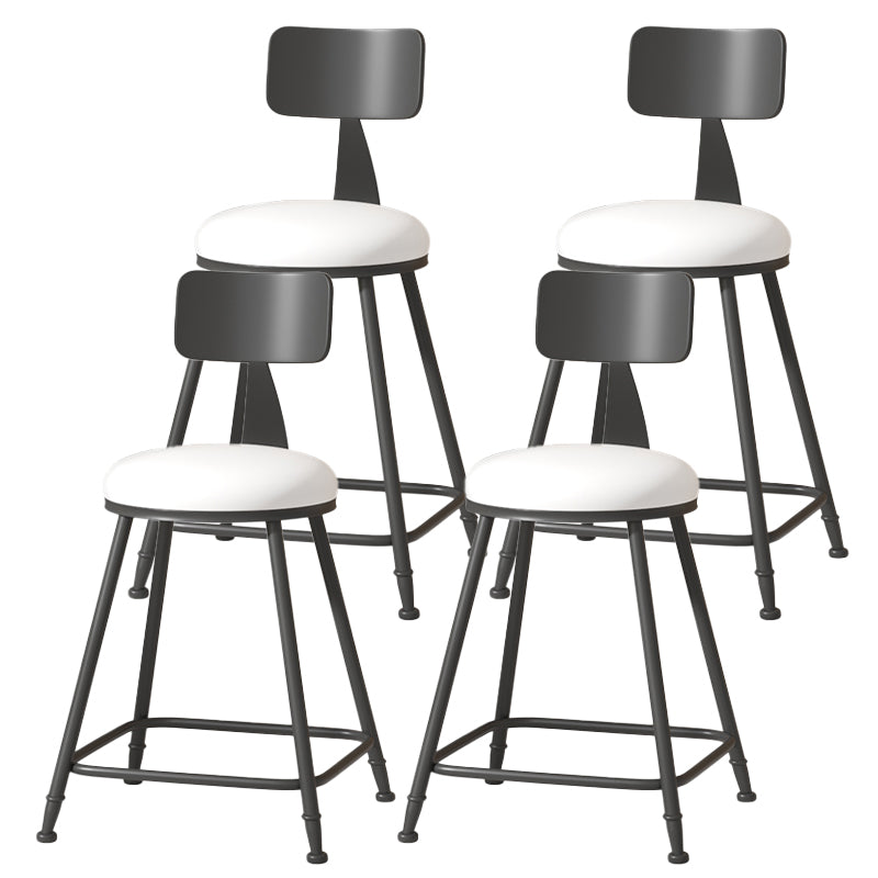 Modern Armless Backrest Counter Stool Iron Cafe Bar Stool with Leather Cushion White 4 Piece Set Short Stool(22"H) Clearhalo 'Bar Furniture' 'Bar Stools' 'bar_stools' 'furn' 'furn_bar_stools' 'Furniture' 'furniture_bar_stools' 'Kitchen & Dining Furniture' 5042710