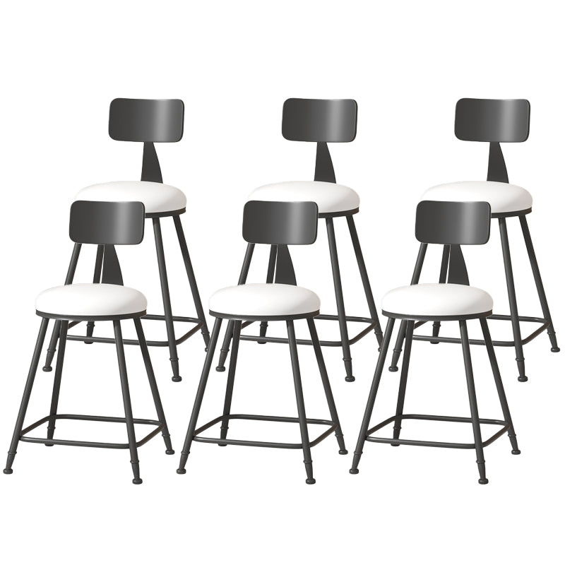 Modern Armless Backrest Counter Stool Iron Cafe Bar Stool with Leather Cushion White 6 Piece Set Short Stool(22"H) Clearhalo 'Bar Furniture' 'Bar Stools' 'bar_stools' 'furn' 'furn_bar_stools' 'Furniture' 'furniture_bar_stools' 'Kitchen & Dining Furniture' 5042712