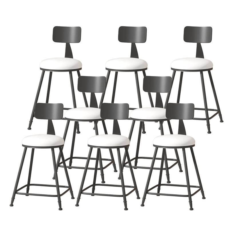 Modern Armless Backrest Counter Stool Iron Cafe Bar Stool with Leather Cushion White 8 Piece Set Short Stool(22"H) Clearhalo 'Bar Furniture' 'Bar Stools' 'bar_stools' 'furn' 'furn_bar_stools' 'Furniture' 'furniture_bar_stools' 'Kitchen & Dining Furniture' 5042714