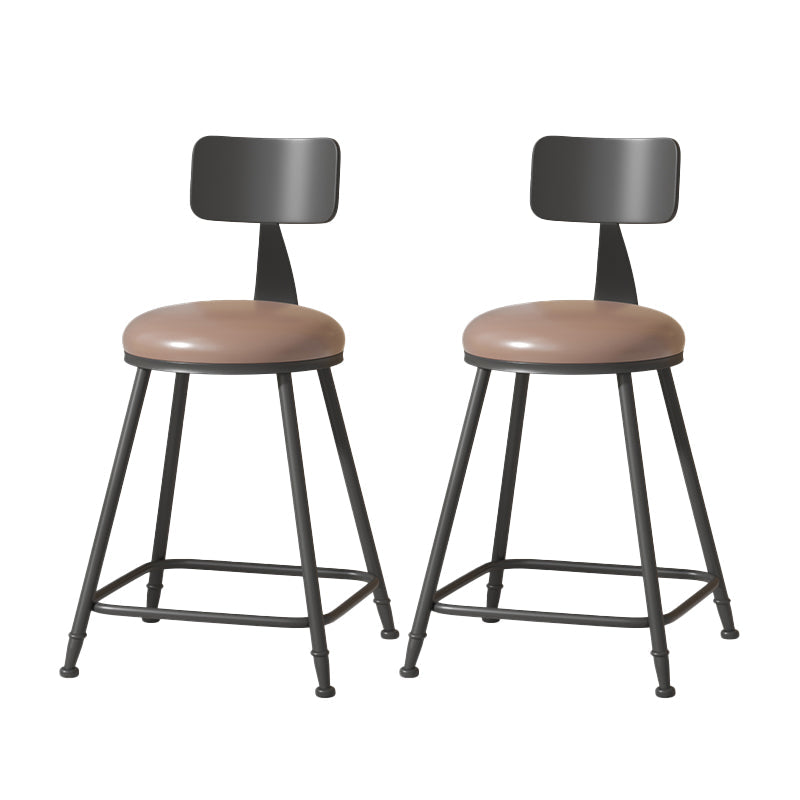 Modern Armless Backrest Counter Stool Iron Cafe Bar Stool with Leather Cushion Coffee 2 Piece Set Short Stool(22"H) Clearhalo 'Bar Furniture' 'Bar Stools' 'bar_stools' 'furn' 'furn_bar_stools' 'Furniture' 'furniture_bar_stools' 'Kitchen & Dining Furniture' 5042716