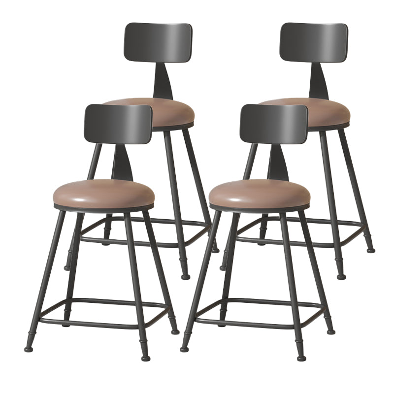 Modern Armless Backrest Counter Stool Iron Cafe Bar Stool with Leather Cushion Coffee 4 Piece Set Short Stool(22"H) Clearhalo 'Bar Furniture' 'Bar Stools' 'bar_stools' 'furn' 'furn_bar_stools' 'Furniture' 'furniture_bar_stools' 'Kitchen & Dining Furniture' 5042717