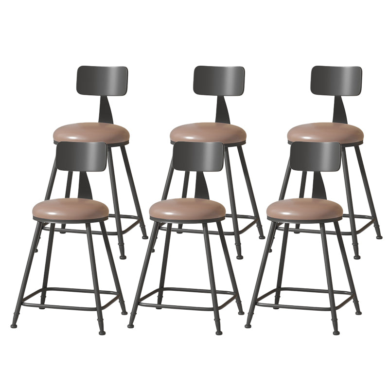 Modern Armless Backrest Counter Stool Iron Cafe Bar Stool with Leather Cushion Coffee 6 Piece Set Short Stool(22"H) Clearhalo 'Bar Furniture' 'Bar Stools' 'bar_stools' 'furn' 'furn_bar_stools' 'Furniture' 'furniture_bar_stools' 'Kitchen & Dining Furniture' 5042720