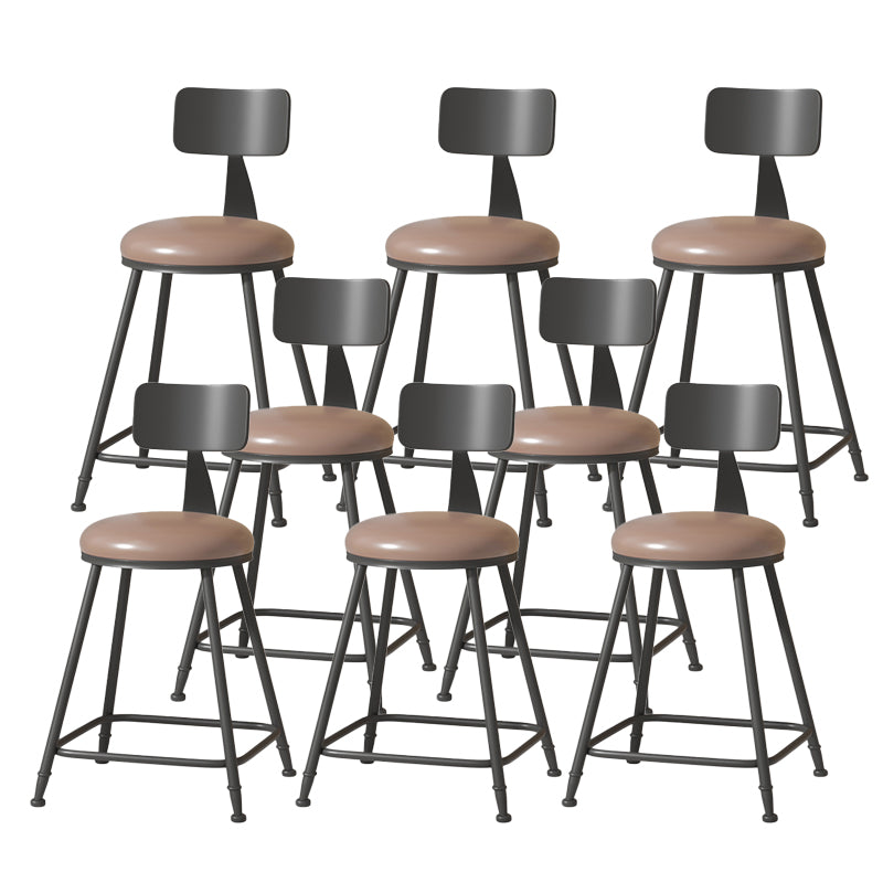 Modern Armless Backrest Counter Stool Iron Cafe Bar Stool with Leather Cushion Coffee 8 Piece Set Short Stool(22"H) Clearhalo 'Bar Furniture' 'Bar Stools' 'bar_stools' 'furn' 'furn_bar_stools' 'Furniture' 'furniture_bar_stools' 'Kitchen & Dining Furniture' 5042721