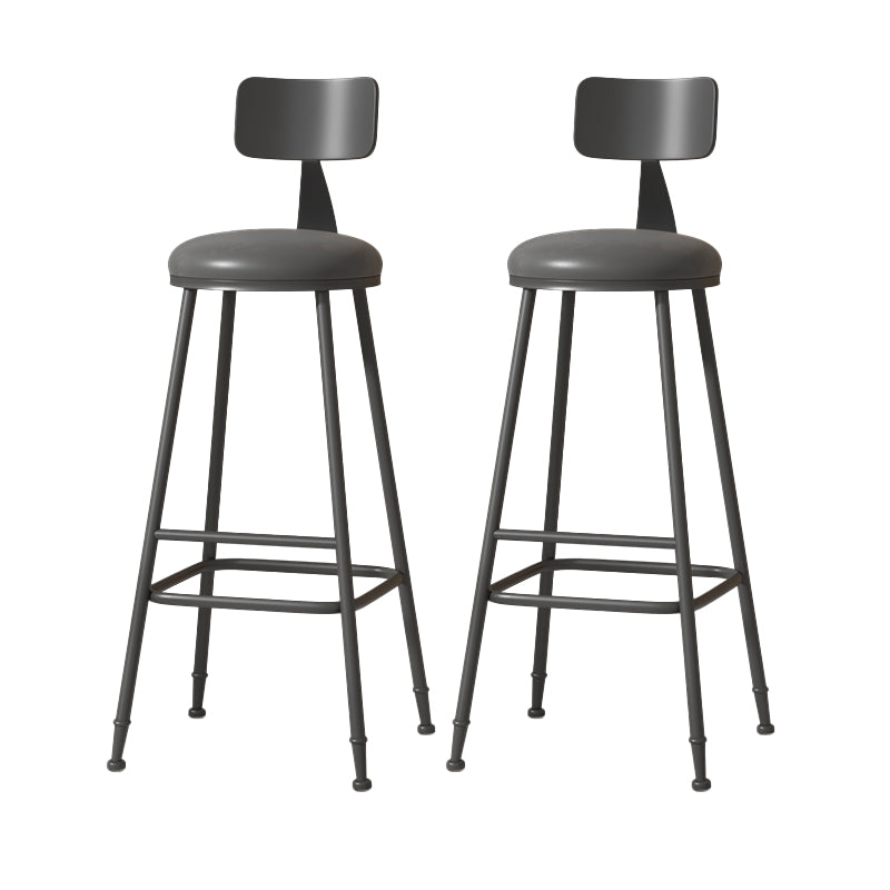 Modern Armless Backrest Counter Stool Iron Cafe Bar Stool with Leather Cushion Black 2 Piece Set Extra Tall Stool (34") Clearhalo 'Bar Furniture' 'Bar Stools' 'bar_stools' 'furn' 'furn_bar_stools' 'Furniture' 'furniture_bar_stools' 'Kitchen & Dining Furniture' 5042722