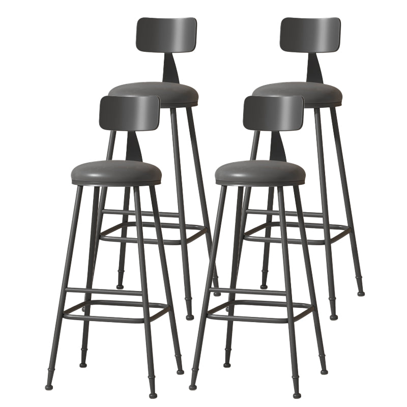 Modern Armless Backrest Counter Stool Iron Cafe Bar Stool with Leather Cushion Black 4 Piece Set Extra Tall Stool (34") Clearhalo 'Bar Furniture' 'Bar Stools' 'bar_stools' 'furn' 'furn_bar_stools' 'Furniture' 'furniture_bar_stools' 'Kitchen & Dining Furniture' 5042723
