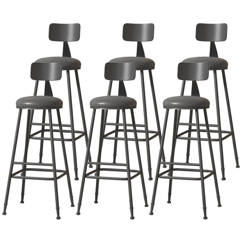 Modern Armless Backrest Counter Stool Iron Cafe Bar Stool with Leather Cushion Black 6 Piece Set Extra Tall Stool (34") Clearhalo 'Bar Furniture' 'Bar Stools' 'bar_stools' 'furn' 'furn_bar_stools' 'Furniture' 'furniture_bar_stools' 'Kitchen & Dining Furniture' 5042724