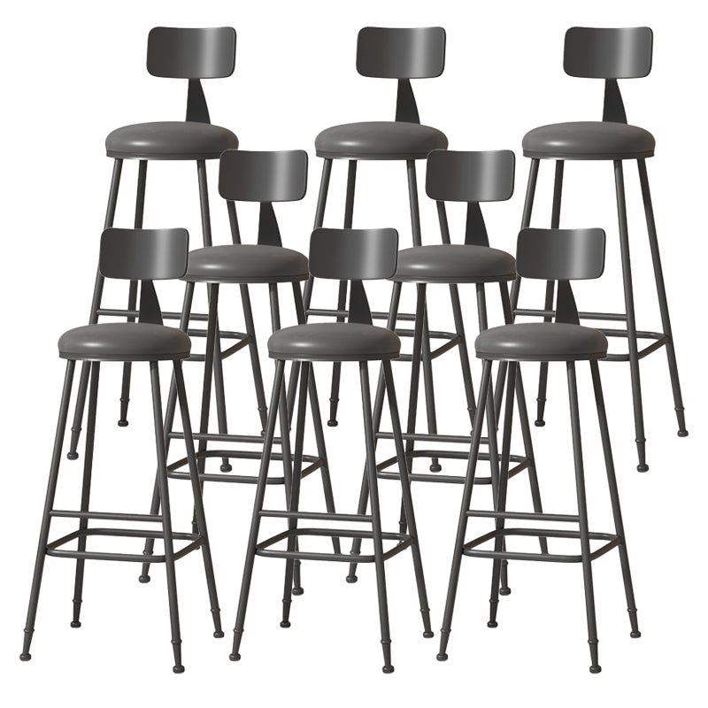 Modern Armless Backrest Counter Stool Iron Cafe Bar Stool with Leather Cushion Black 8 Piece Set Extra Tall Stool (34") Clearhalo 'Bar Furniture' 'Bar Stools' 'bar_stools' 'furn' 'furn_bar_stools' 'Furniture' 'furniture_bar_stools' 'Kitchen & Dining Furniture' 5042725