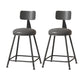Modern Armless Backrest Counter Stool Iron Cafe Bar Stool with Leather Cushion Black 2 Piece Set Short Stool(22"H) Clearhalo 'Bar Furniture' 'Bar Stools' 'bar_stools' 'furn' 'furn_bar_stools' 'Furniture' 'furniture_bar_stools' 'Kitchen & Dining Furniture' 5042726