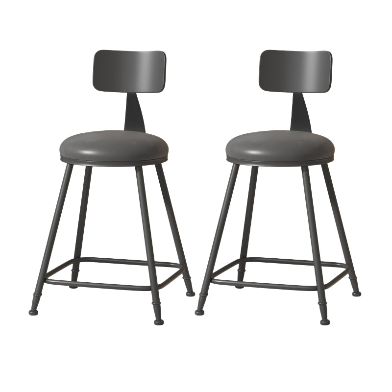 Modern Armless Backrest Counter Stool Iron Cafe Bar Stool with Leather Cushion Black 2 Piece Set Short Stool(22"H) Clearhalo 'Bar Furniture' 'Bar Stools' 'bar_stools' 'furn' 'furn_bar_stools' 'Furniture' 'furniture_bar_stools' 'Kitchen & Dining Furniture' 5042726