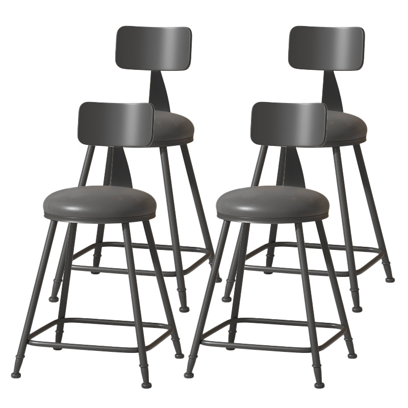 Modern Armless Backrest Counter Stool Iron Cafe Bar Stool with Leather Cushion Black 4 Piece Set Short Stool(22"H) Clearhalo 'Bar Furniture' 'Bar Stools' 'bar_stools' 'furn' 'furn_bar_stools' 'Furniture' 'furniture_bar_stools' 'Kitchen & Dining Furniture' 5042727