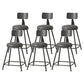 Modern Armless Backrest Counter Stool Iron Cafe Bar Stool with Leather Cushion Black 6 Piece Set Short Stool(22"H) Clearhalo 'Bar Furniture' 'Bar Stools' 'bar_stools' 'furn' 'furn_bar_stools' 'Furniture' 'furniture_bar_stools' 'Kitchen & Dining Furniture' 5042728