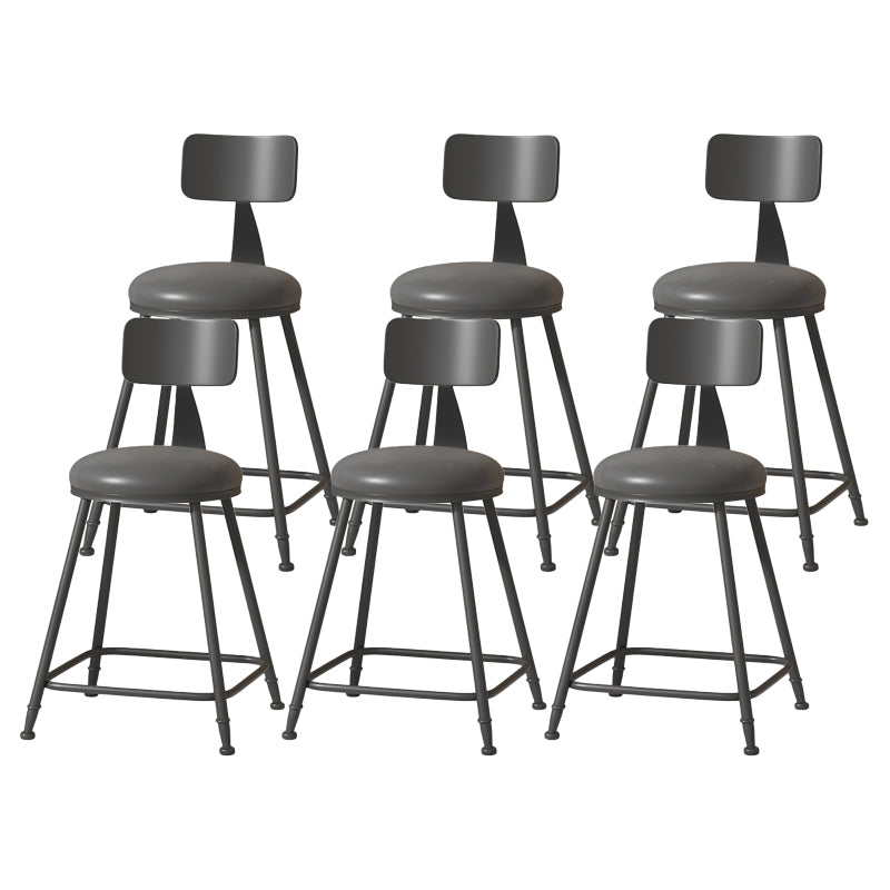 Modern Armless Backrest Counter Stool Iron Cafe Bar Stool with Leather Cushion Black 6 Piece Set Short Stool(22"H) Clearhalo 'Bar Furniture' 'Bar Stools' 'bar_stools' 'furn' 'furn_bar_stools' 'Furniture' 'furniture_bar_stools' 'Kitchen & Dining Furniture' 5042728