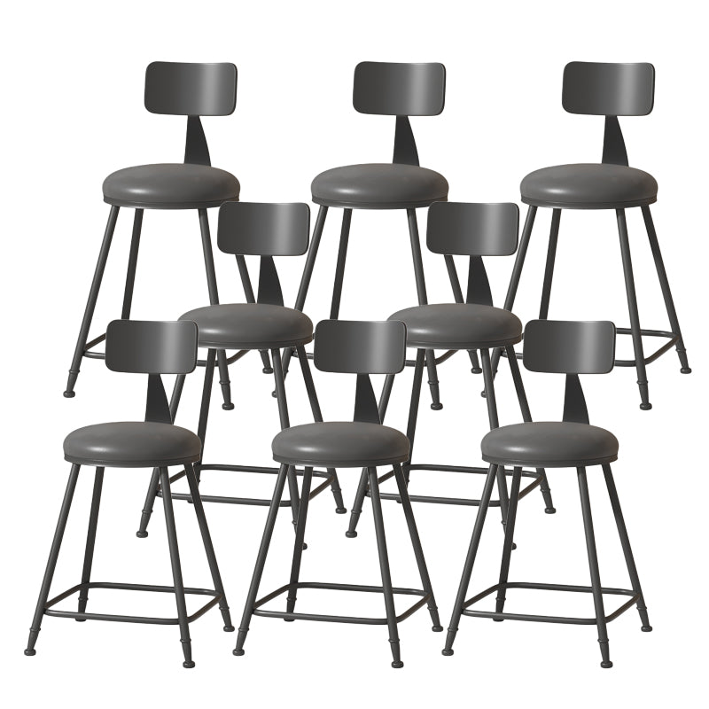 Modern Armless Backrest Counter Stool Iron Cafe Bar Stool with Leather Cushion Black 8 Piece Set Short Stool(22"H) Clearhalo 'Bar Furniture' 'Bar Stools' 'bar_stools' 'furn' 'furn_bar_stools' 'Furniture' 'furniture_bar_stools' 'Kitchen & Dining Furniture' 5042729