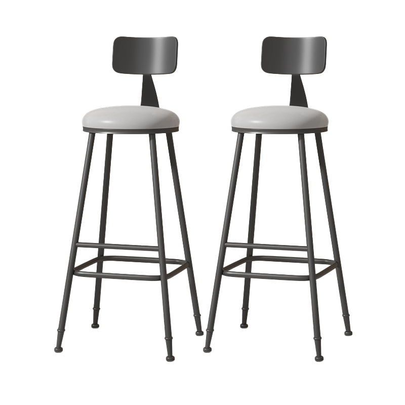 Modern Armless Backrest Counter Stool Iron Cafe Bar Stool with Leather Cushion Grey 2 Piece Set Extra Tall Stool (34") Clearhalo 'Bar Furniture' 'Bar Stools' 'bar_stools' 'furn' 'furn_bar_stools' 'Furniture' 'furniture_bar_stools' 'Kitchen & Dining Furniture' 5042730