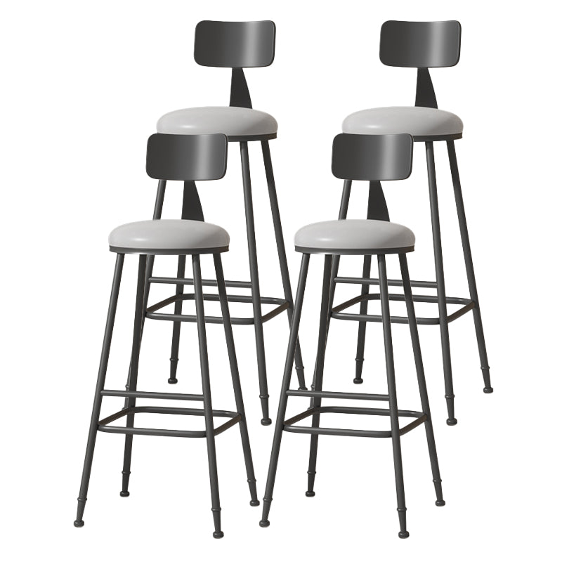 Modern Armless Backrest Counter Stool Iron Cafe Bar Stool with Leather Cushion Grey 4 Piece Set Extra Tall Stool (34") Clearhalo 'Bar Furniture' 'Bar Stools' 'bar_stools' 'furn' 'furn_bar_stools' 'Furniture' 'furniture_bar_stools' 'Kitchen & Dining Furniture' 5042731