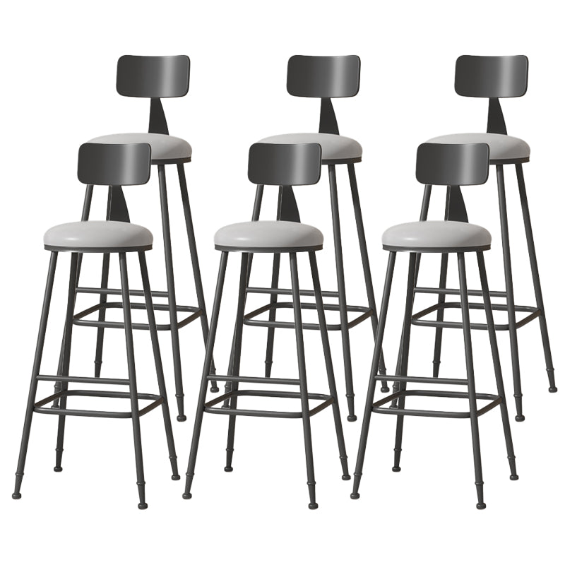 Modern Armless Backrest Counter Stool Iron Cafe Bar Stool with Leather Cushion Grey 6 Piece Set Extra Tall Stool (34") Clearhalo 'Bar Furniture' 'Bar Stools' 'bar_stools' 'furn' 'furn_bar_stools' 'Furniture' 'furniture_bar_stools' 'Kitchen & Dining Furniture' 5042732