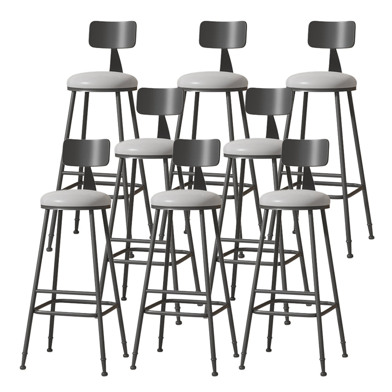 Modern Armless Backrest Counter Stool Iron Cafe Bar Stool with Leather Cushion Grey 8 Piece Set Extra Tall Stool (34") Clearhalo 'Bar Furniture' 'Bar Stools' 'bar_stools' 'furn' 'furn_bar_stools' 'Furniture' 'furniture_bar_stools' 'Kitchen & Dining Furniture' 5042733