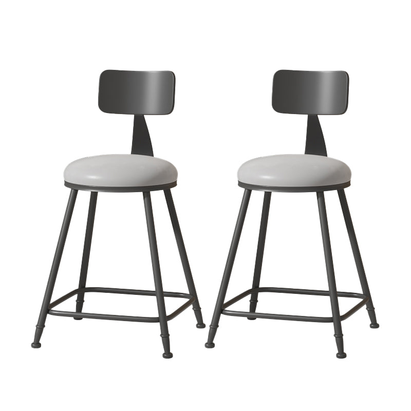 Modern Armless Backrest Counter Stool Iron Cafe Bar Stool with Leather Cushion Grey 2 Piece Set Short Stool(22"H) Clearhalo 'Bar Furniture' 'Bar Stools' 'bar_stools' 'furn' 'furn_bar_stools' 'Furniture' 'furniture_bar_stools' 'Kitchen & Dining Furniture' 5042734