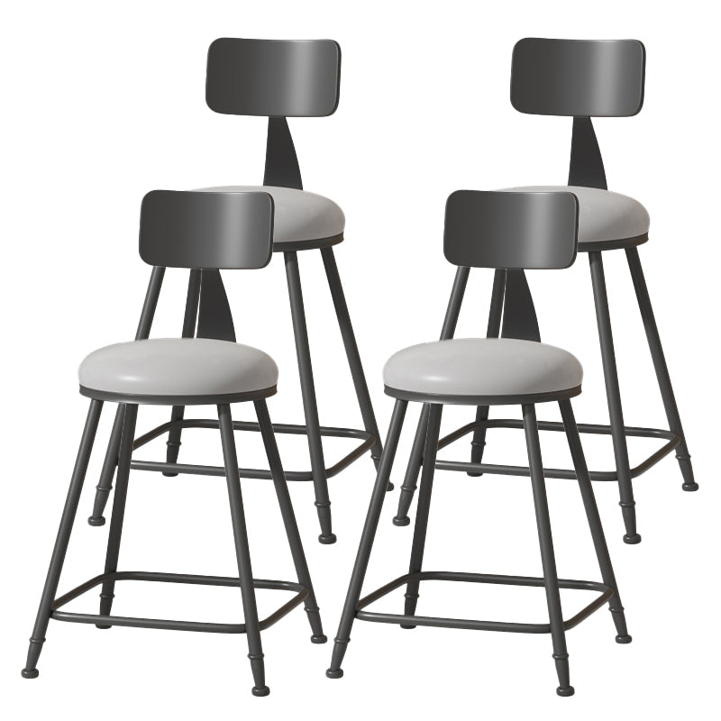 Modern Armless Backrest Counter Stool Iron Cafe Bar Stool with Leather Cushion Grey 4 Piece Set Short Stool(22"H) Clearhalo 'Bar Furniture' 'Bar Stools' 'bar_stools' 'furn' 'furn_bar_stools' 'Furniture' 'furniture_bar_stools' 'Kitchen & Dining Furniture' 5042735