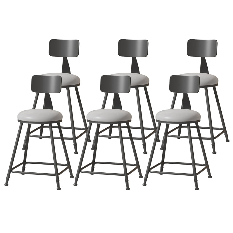Modern Armless Backrest Counter Stool Iron Cafe Bar Stool with Leather Cushion Grey 6 Piece Set Short Stool(22"H) Clearhalo 'Bar Furniture' 'Bar Stools' 'bar_stools' 'furn' 'furn_bar_stools' 'Furniture' 'furniture_bar_stools' 'Kitchen & Dining Furniture' 5042736