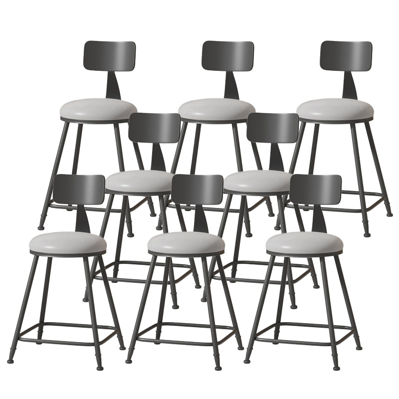 Modern Armless Backrest Counter Stool Iron Cafe Bar Stool with Leather Cushion Grey 8 Piece Set Short Stool(22"H) Clearhalo 'Bar Furniture' 'Bar Stools' 'bar_stools' 'furn' 'furn_bar_stools' 'Furniture' 'furniture_bar_stools' 'Kitchen & Dining Furniture' 5042737