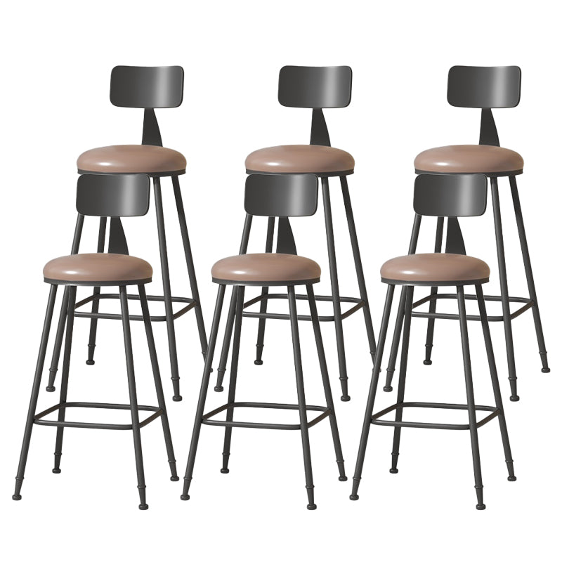 Modern Armless Backrest Counter Stool Iron Cafe Bar Stool with Leather Cushion Coffee 6 Piece Set Bar Stool(30"H) Clearhalo 'Bar Furniture' 'Bar Stools' 'bar_stools' 'furn' 'furn_bar_stools' 'Furniture' 'furniture_bar_stools' 'Kitchen & Dining Furniture' 5042740