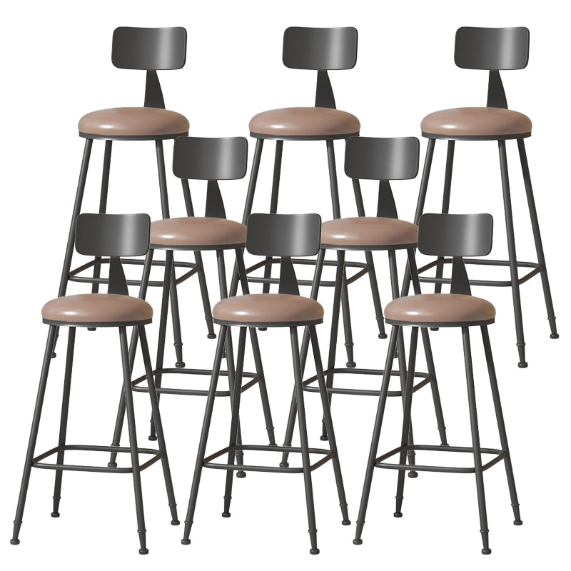 Modern Armless Backrest Counter Stool Iron Cafe Bar Stool with Leather Cushion Coffee 8 Piece Set Bar Stool(30"H) Clearhalo 'Bar Furniture' 'Bar Stools' 'bar_stools' 'furn' 'furn_bar_stools' 'Furniture' 'furniture_bar_stools' 'Kitchen & Dining Furniture' 5042741