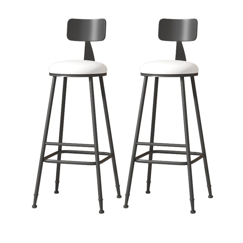 Modern Armless Backrest Counter Stool Iron Cafe Bar Stool with Leather Cushion White 2 Piece Set Extra Tall Stool (34") Clearhalo 'Bar Furniture' 'Bar Stools' 'bar_stools' 'furn' 'furn_bar_stools' 'Furniture' 'furniture_bar_stools' 'Kitchen & Dining Furniture' 5042742