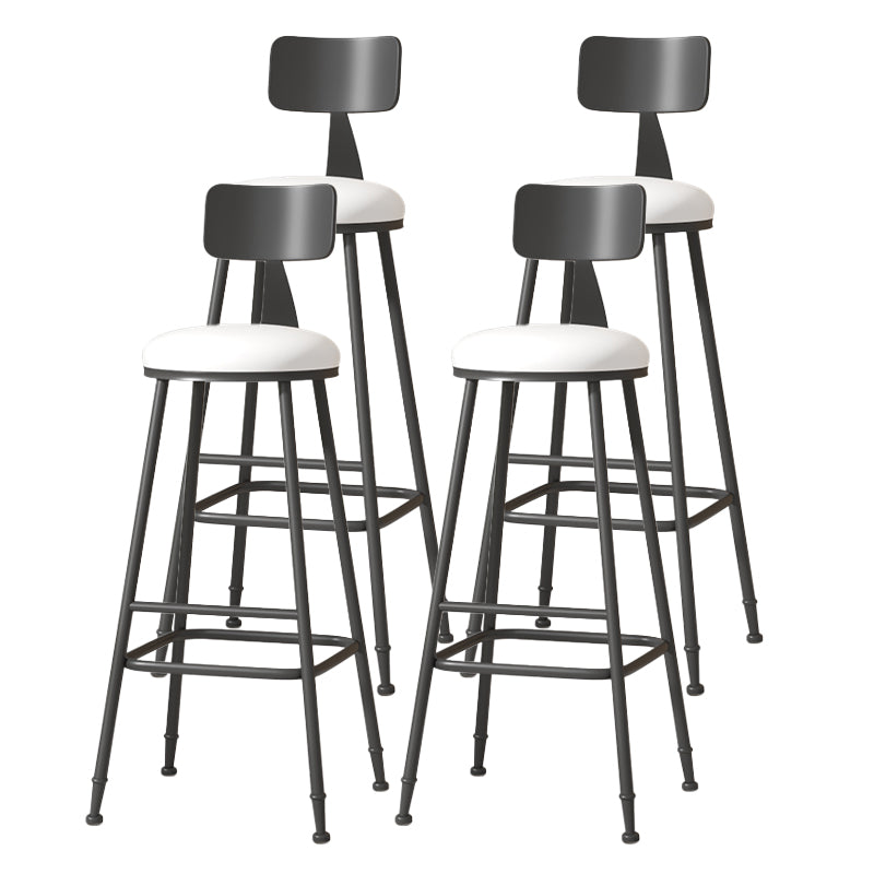Modern Armless Backrest Counter Stool Iron Cafe Bar Stool with Leather Cushion White 4 Piece Set Extra Tall Stool (34") Clearhalo 'Bar Furniture' 'Bar Stools' 'bar_stools' 'furn' 'furn_bar_stools' 'Furniture' 'furniture_bar_stools' 'Kitchen & Dining Furniture' 5042743