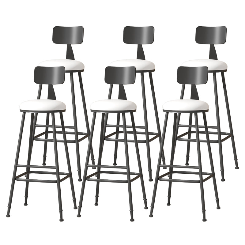 Modern Armless Backrest Counter Stool Iron Cafe Bar Stool with Leather Cushion White 6 Piece Set Extra Tall Stool (34") Clearhalo 'Bar Furniture' 'Bar Stools' 'bar_stools' 'furn' 'furn_bar_stools' 'Furniture' 'furniture_bar_stools' 'Kitchen & Dining Furniture' 5042744