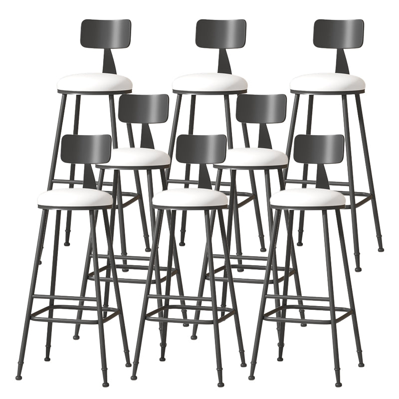 Modern Armless Backrest Counter Stool Iron Cafe Bar Stool with Leather Cushion White 8 Piece Set Extra Tall Stool (34") Clearhalo 'Bar Furniture' 'Bar Stools' 'bar_stools' 'furn' 'furn_bar_stools' 'Furniture' 'furniture_bar_stools' 'Kitchen & Dining Furniture' 5042745