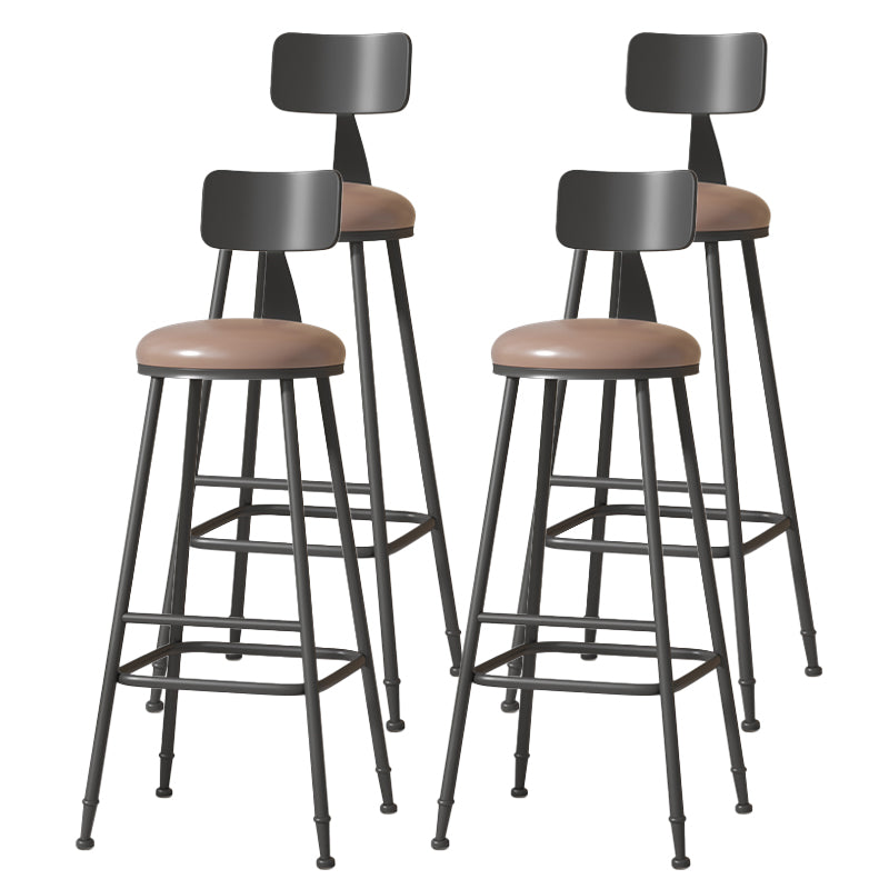 Modern Armless Backrest Counter Stool Iron Cafe Bar Stool with Leather Cushion Coffee 4 Piece Set Extra Tall Stool (34") Clearhalo 'Bar Furniture' 'Bar Stools' 'bar_stools' 'furn' 'furn_bar_stools' 'Furniture' 'furniture_bar_stools' 'Kitchen & Dining Furniture' 5042747