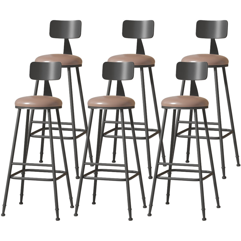 Modern Armless Backrest Counter Stool Iron Cafe Bar Stool with Leather Cushion Coffee 6 Piece Set Extra Tall Stool (34") Clearhalo 'Bar Furniture' 'Bar Stools' 'bar_stools' 'furn' 'furn_bar_stools' 'Furniture' 'furniture_bar_stools' 'Kitchen & Dining Furniture' 5042748