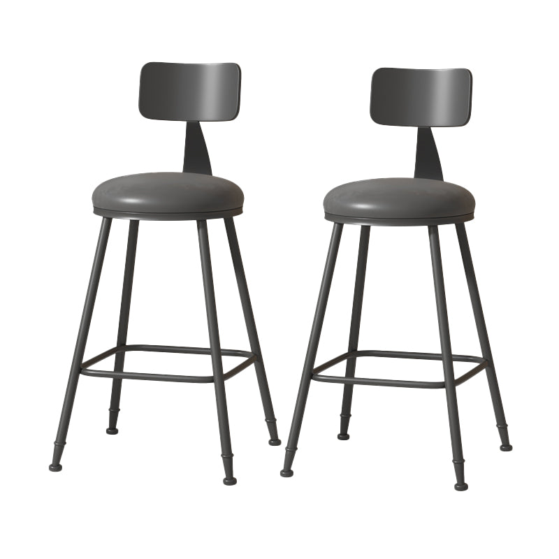 Modern Armless Backrest Counter Stool Iron Cafe Bar Stool with Leather Cushion Black 2 Piece Set Counter Stool(26"H) Clearhalo 'Bar Furniture' 'Bar Stools' 'bar_stools' 'furn' 'furn_bar_stools' 'Furniture' 'furniture_bar_stools' 'Kitchen & Dining Furniture' 5042750