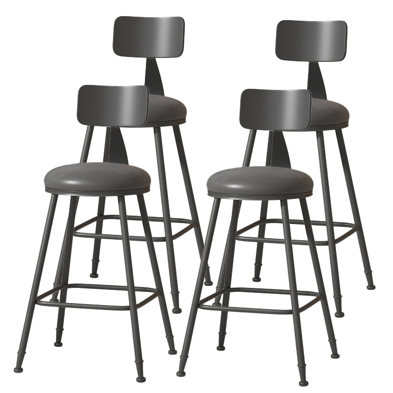Modern Armless Backrest Counter Stool Iron Cafe Bar Stool with Leather Cushion Black 4 Piece Set Counter Stool(26"H) Clearhalo 'Bar Furniture' 'Bar Stools' 'bar_stools' 'furn' 'furn_bar_stools' 'Furniture' 'furniture_bar_stools' 'Kitchen & Dining Furniture' 5042751