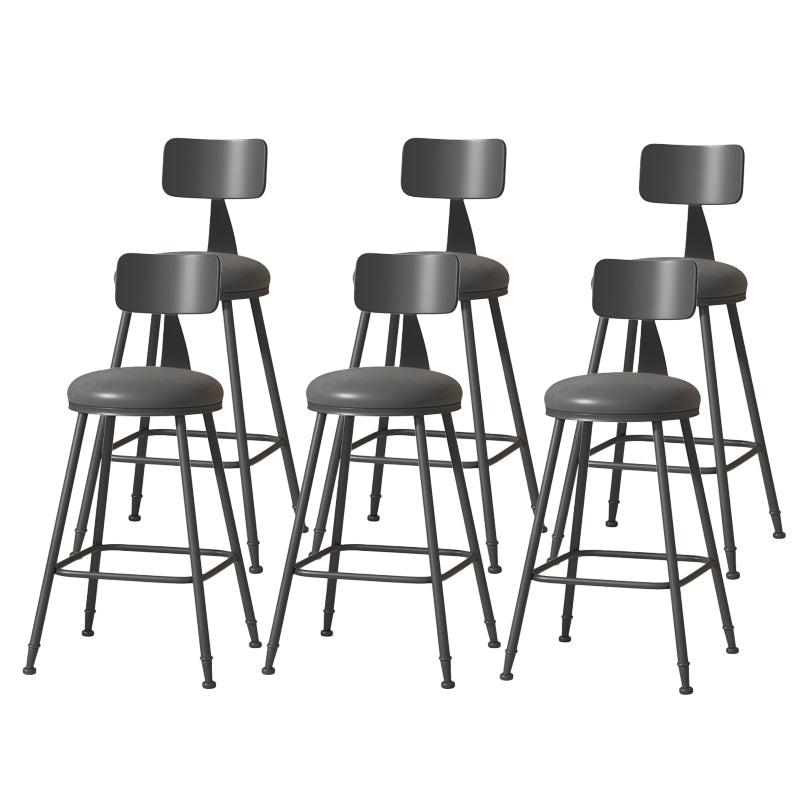 Modern Armless Backrest Counter Stool Iron Cafe Bar Stool with Leather Cushion Black 6 Piece Set Counter Stool(26"H) Clearhalo 'Bar Furniture' 'Bar Stools' 'bar_stools' 'furn' 'furn_bar_stools' 'Furniture' 'furniture_bar_stools' 'Kitchen & Dining Furniture' 5042752