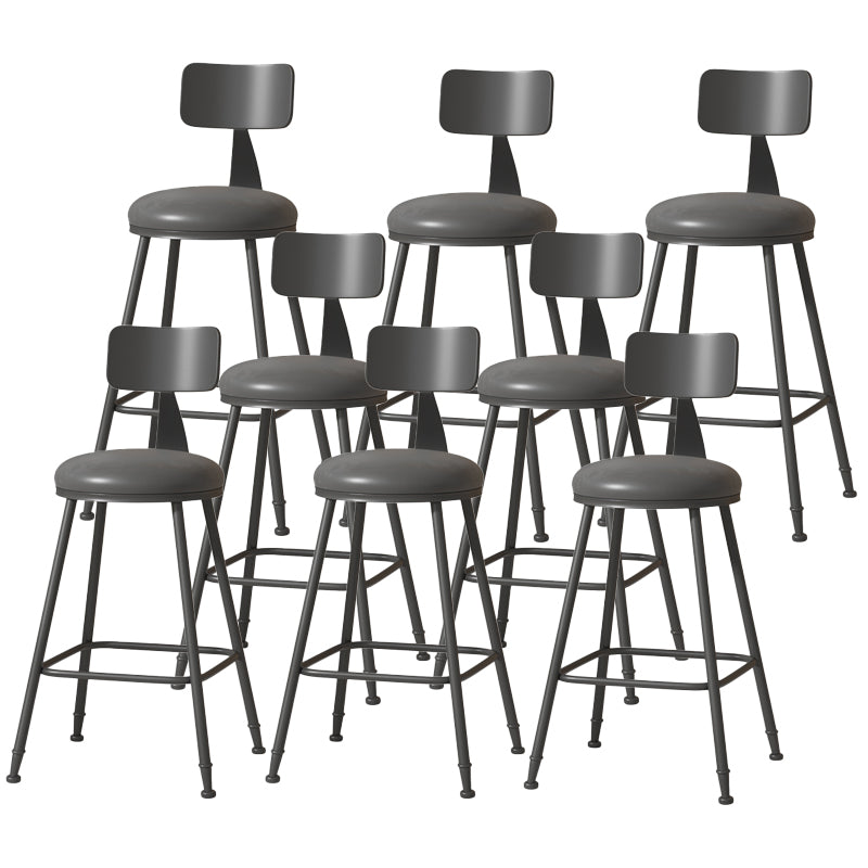 Modern Armless Backrest Counter Stool Iron Cafe Bar Stool with Leather Cushion Black 8 Piece Set Counter Stool(26"H) Clearhalo 'Bar Furniture' 'Bar Stools' 'bar_stools' 'furn' 'furn_bar_stools' 'Furniture' 'furniture_bar_stools' 'Kitchen & Dining Furniture' 5042753