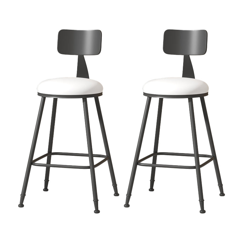 Modern Armless Backrest Counter Stool Iron Cafe Bar Stool with Leather Cushion White 2 Piece Set Counter Stool(26"H) Clearhalo 'Bar Furniture' 'Bar Stools' 'bar_stools' 'furn' 'furn_bar_stools' 'Furniture' 'furniture_bar_stools' 'Kitchen & Dining Furniture' 5042754