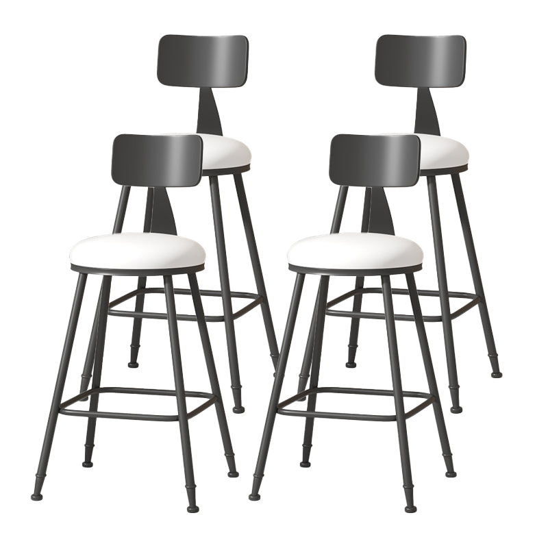 Modern Armless Backrest Counter Stool Iron Cafe Bar Stool with Leather Cushion White 4 Piece Set Counter Stool(26"H) Clearhalo 'Bar Furniture' 'Bar Stools' 'bar_stools' 'furn' 'furn_bar_stools' 'Furniture' 'furniture_bar_stools' 'Kitchen & Dining Furniture' 5042755