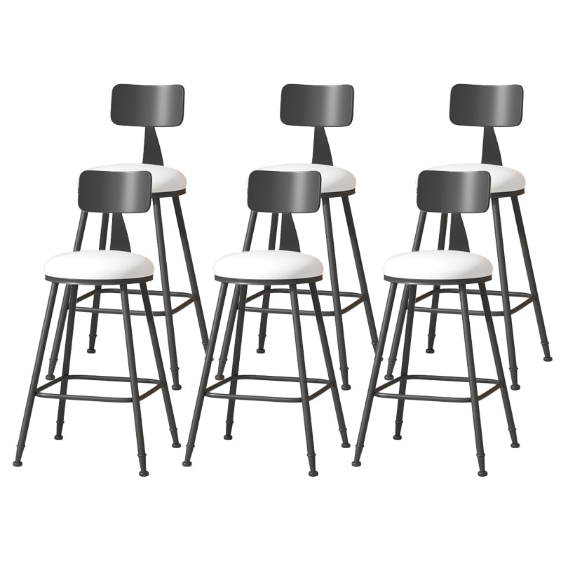 Modern Armless Backrest Counter Stool Iron Cafe Bar Stool with Leather Cushion White 6 Piece Set Counter Stool(26"H) Clearhalo 'Bar Furniture' 'Bar Stools' 'bar_stools' 'furn' 'furn_bar_stools' 'Furniture' 'furniture_bar_stools' 'Kitchen & Dining Furniture' 5042756