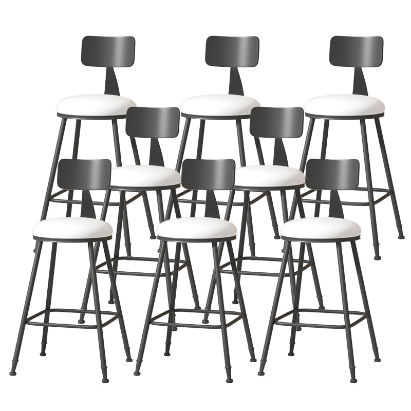 Modern Armless Backrest Counter Stool Iron Cafe Bar Stool with Leather Cushion White 8 Piece Set Counter Stool(26"H) Clearhalo 'Bar Furniture' 'Bar Stools' 'bar_stools' 'furn' 'furn_bar_stools' 'Furniture' 'furniture_bar_stools' 'Kitchen & Dining Furniture' 5042757