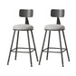 Modern Armless Backrest Counter Stool Iron Cafe Bar Stool with Leather Cushion Grey 2 Piece Set Counter Stool(26"H) Clearhalo 'Bar Furniture' 'Bar Stools' 'bar_stools' 'furn' 'furn_bar_stools' 'Furniture' 'furniture_bar_stools' 'Kitchen & Dining Furniture' 5042758