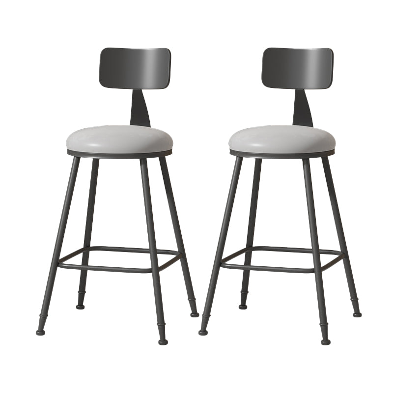 Modern Armless Backrest Counter Stool Iron Cafe Bar Stool with Leather Cushion Grey 2 Piece Set Counter Stool(26"H) Clearhalo 'Bar Furniture' 'Bar Stools' 'bar_stools' 'furn' 'furn_bar_stools' 'Furniture' 'furniture_bar_stools' 'Kitchen & Dining Furniture' 5042758