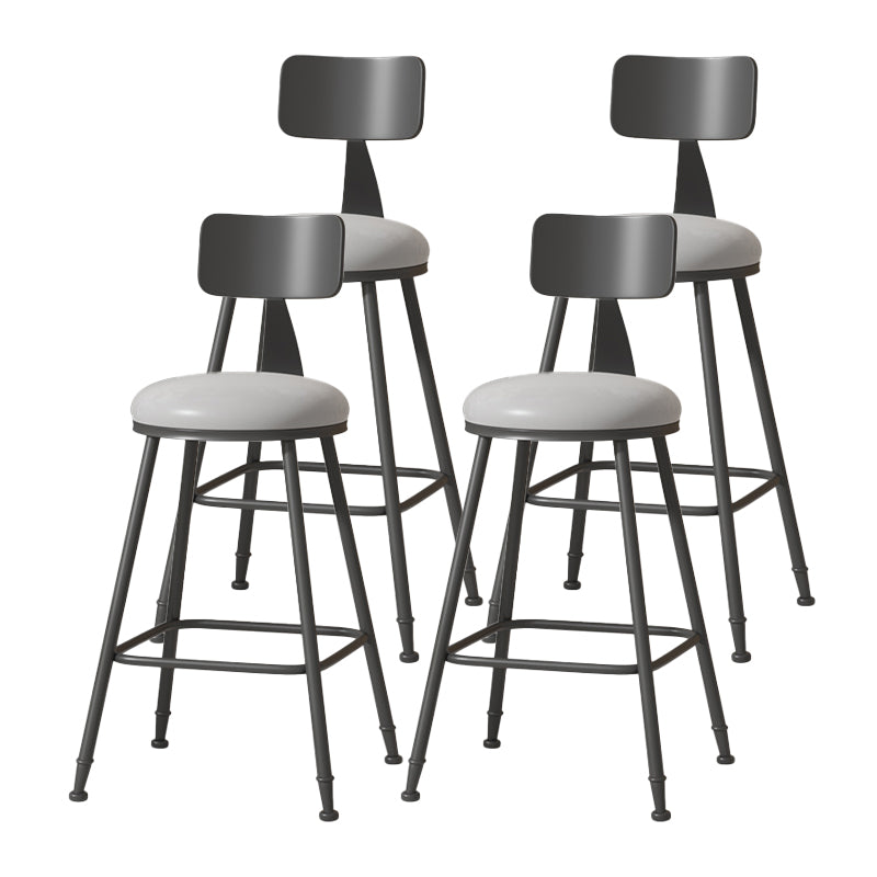 Modern Armless Backrest Counter Stool Iron Cafe Bar Stool with Leather Cushion Grey 4 Piece Set Counter Stool(26"H) Clearhalo 'Bar Furniture' 'Bar Stools' 'bar_stools' 'furn' 'furn_bar_stools' 'Furniture' 'furniture_bar_stools' 'Kitchen & Dining Furniture' 5042759
