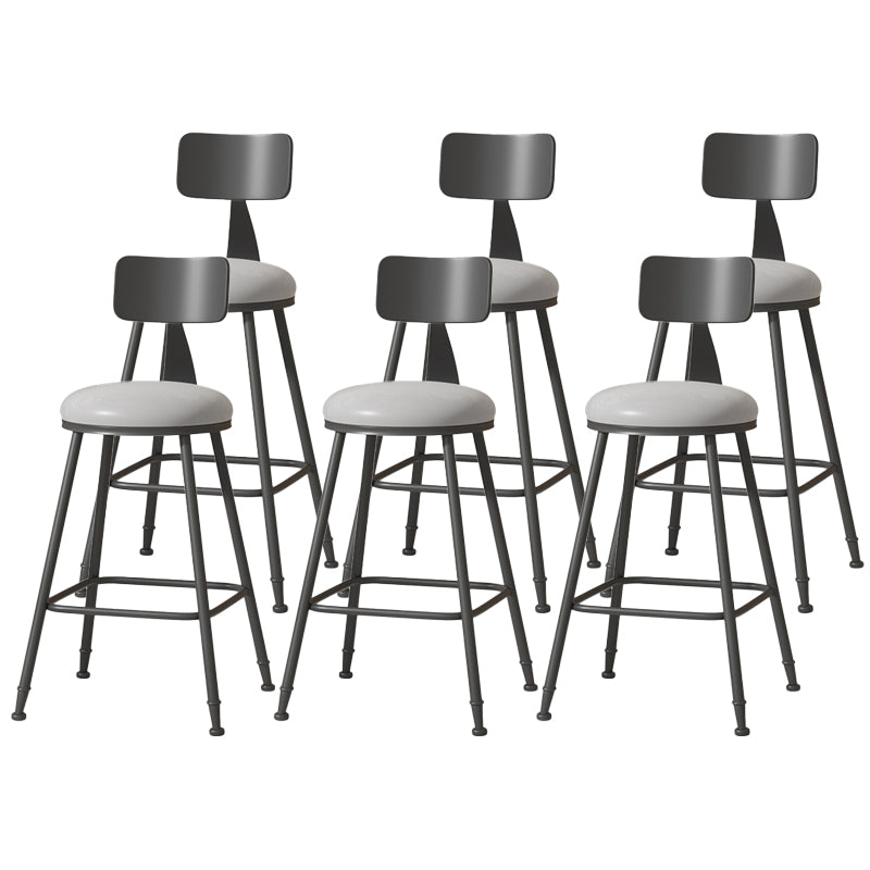 Modern Armless Backrest Counter Stool Iron Cafe Bar Stool with Leather Cushion Grey 6 Piece Set Counter Stool(26"H) Clearhalo 'Bar Furniture' 'Bar Stools' 'bar_stools' 'furn' 'furn_bar_stools' 'Furniture' 'furniture_bar_stools' 'Kitchen & Dining Furniture' 5042760