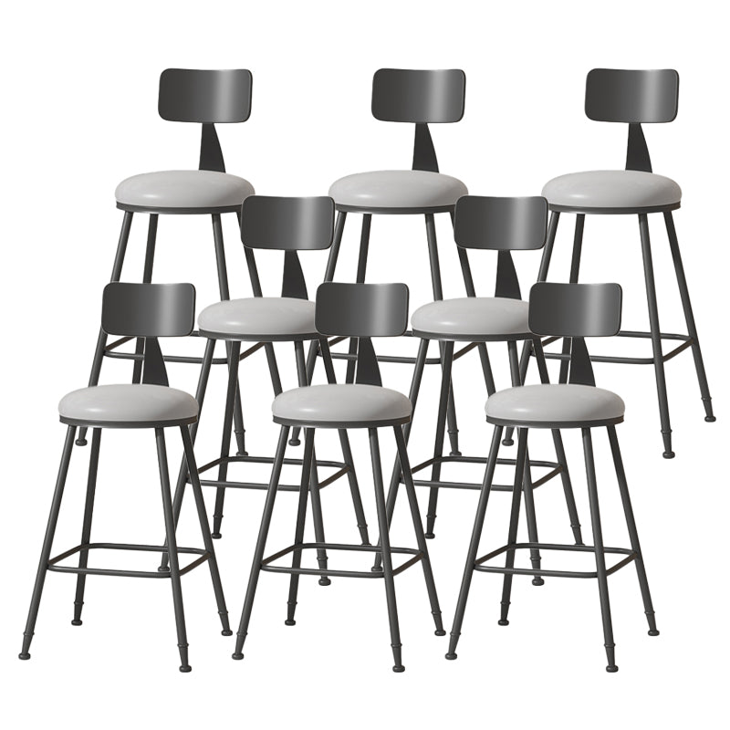 Modern Armless Backrest Counter Stool Iron Cafe Bar Stool with Leather Cushion Grey 8 Piece Set Counter Stool(26"H) Clearhalo 'Bar Furniture' 'Bar Stools' 'bar_stools' 'furn' 'furn_bar_stools' 'Furniture' 'furniture_bar_stools' 'Kitchen & Dining Furniture' 5042761