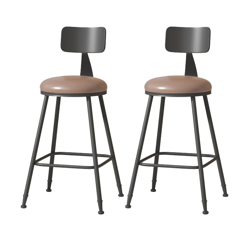 Modern Armless Backrest Counter Stool Iron Cafe Bar Stool with Leather Cushion Coffee 2 Piece Set Counter Stool(26"H) Clearhalo 'Bar Furniture' 'Bar Stools' 'bar_stools' 'furn' 'furn_bar_stools' 'Furniture' 'furniture_bar_stools' 'Kitchen & Dining Furniture' 5042762