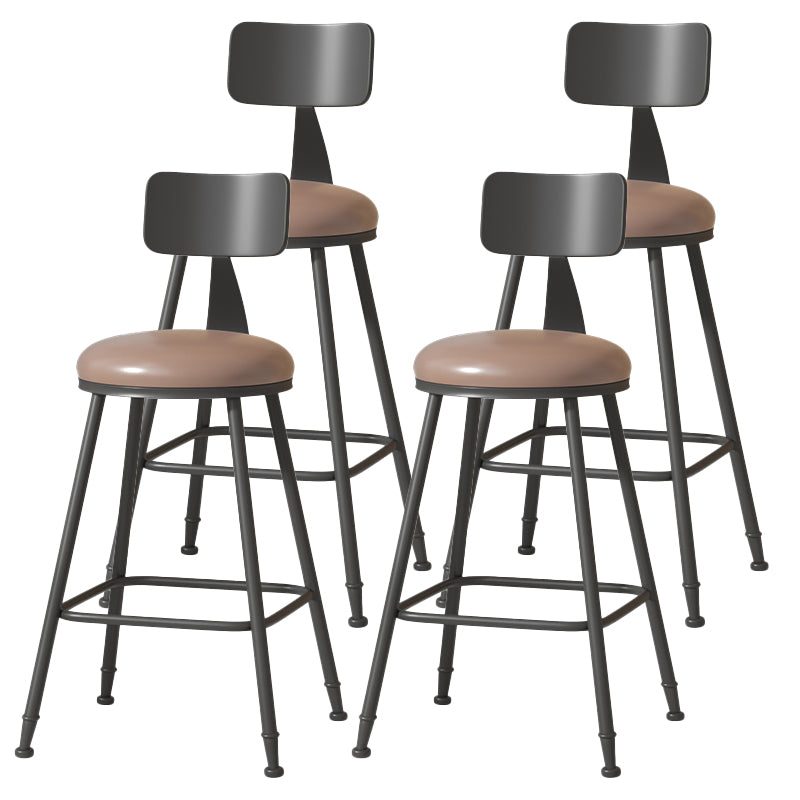 Modern Armless Backrest Counter Stool Iron Cafe Bar Stool with Leather Cushion Coffee 4 Piece Set Counter Stool(26"H) Clearhalo 'Bar Furniture' 'Bar Stools' 'bar_stools' 'furn' 'furn_bar_stools' 'Furniture' 'furniture_bar_stools' 'Kitchen & Dining Furniture' 5042763